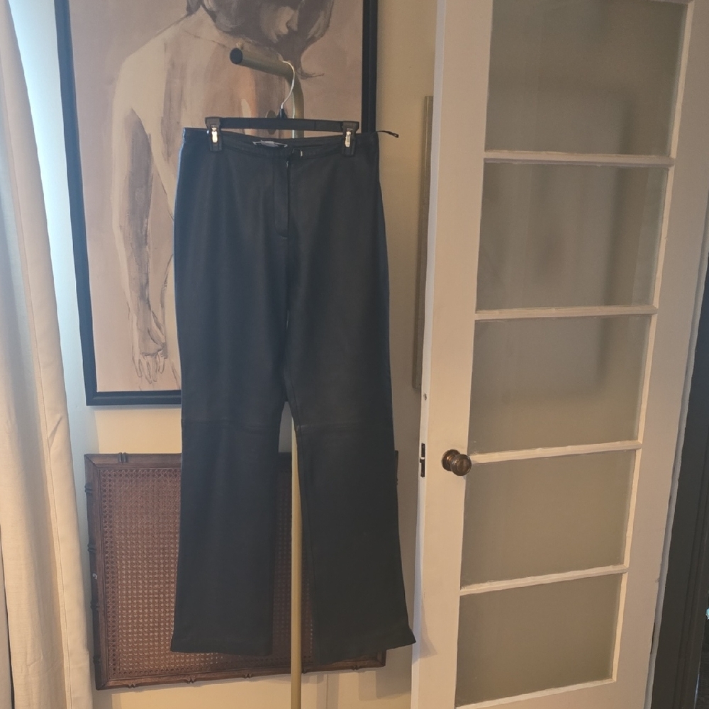 St. John Black Leather Collection Pants